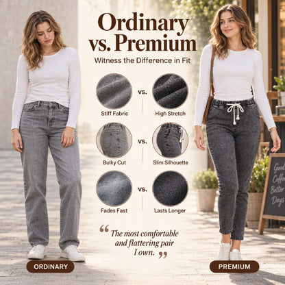 Women's Elastic Waist Slim-Fit Cropped Jeans