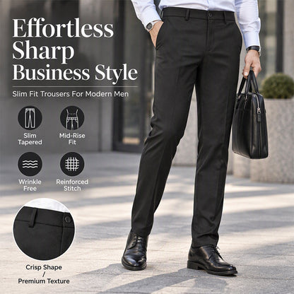 👖 Tailored Streamlined Look, Comfortable Mid-Rise Fit | Men's Slim-Fit Mid-Rise Suit Pants