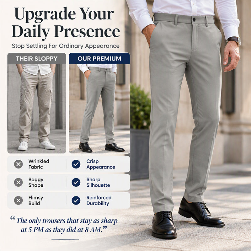 👖 Tailored Streamlined Look, Comfortable Mid-Rise Fit | Men's Slim-Fit Mid-Rise Suit Pants