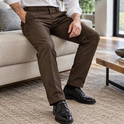 👖 Tailored Streamlined Look, Comfortable Mid-Rise Fit | Men's Slim-Fit Mid-Rise Suit Pants