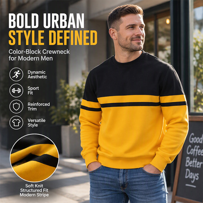 Men's Casual Crewneck Color-Block Sweatshirt