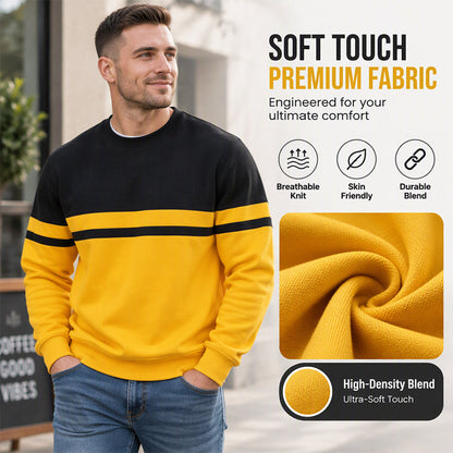 Men's Casual Crewneck Color-Block Sweatshirt