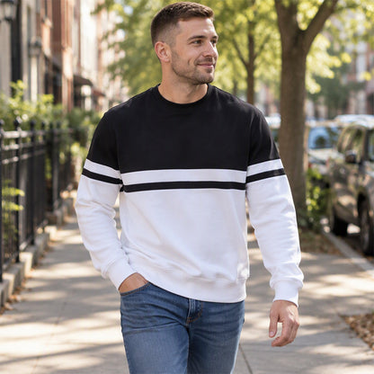 Men's Casual Crewneck Color-Block Sweatshirt