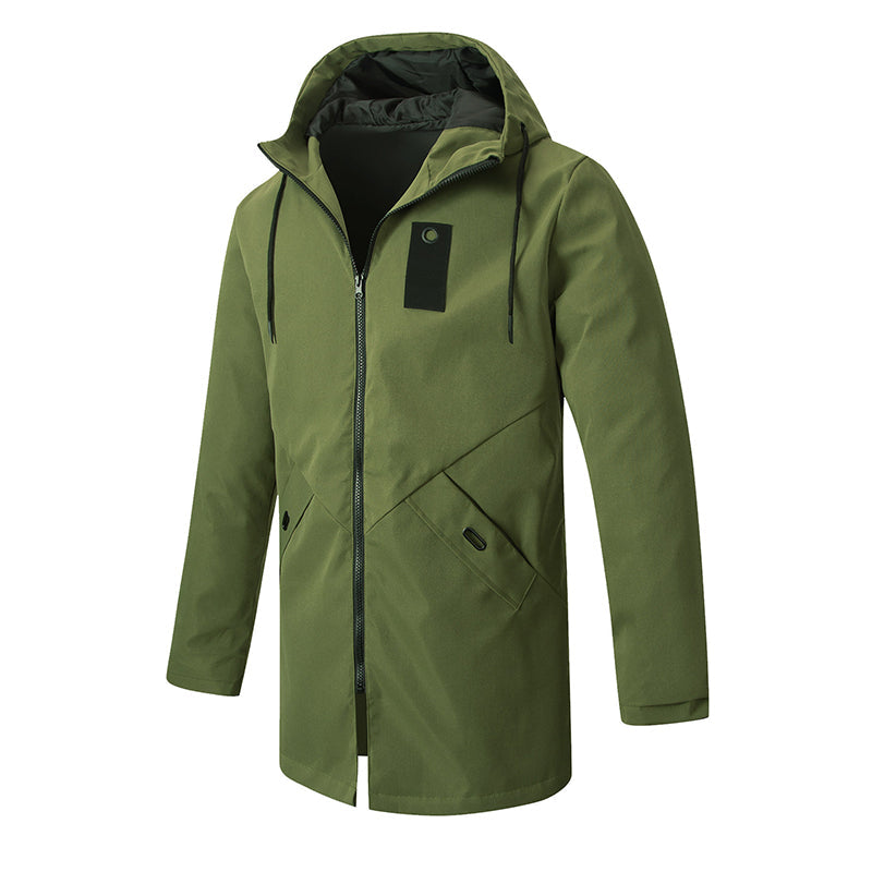 🧥 Balanced Coverage, Wind-Ready Comfort | Men's Mid-Length Hooded Windbreaker Trench