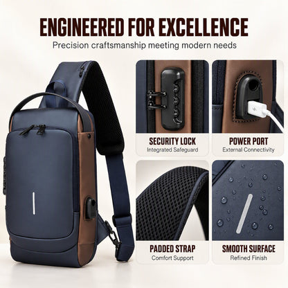 Anti-Theft Sling Bag with USB Charging Port for Men