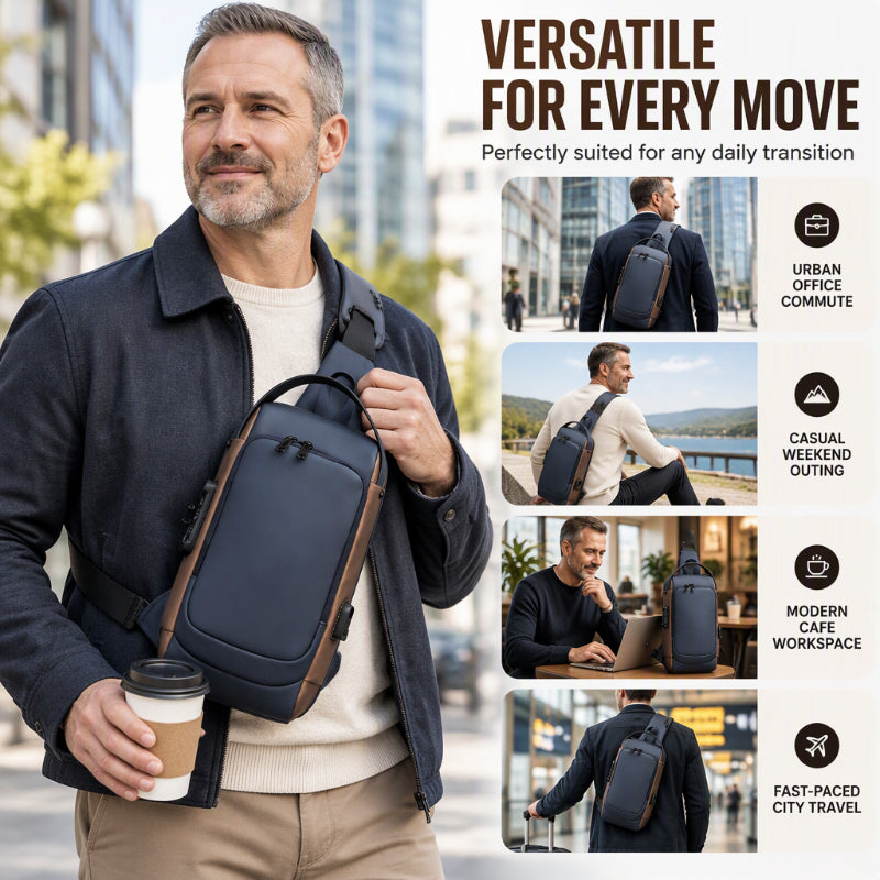 Anti-Theft Sling Bag with USB Charging Port for Men