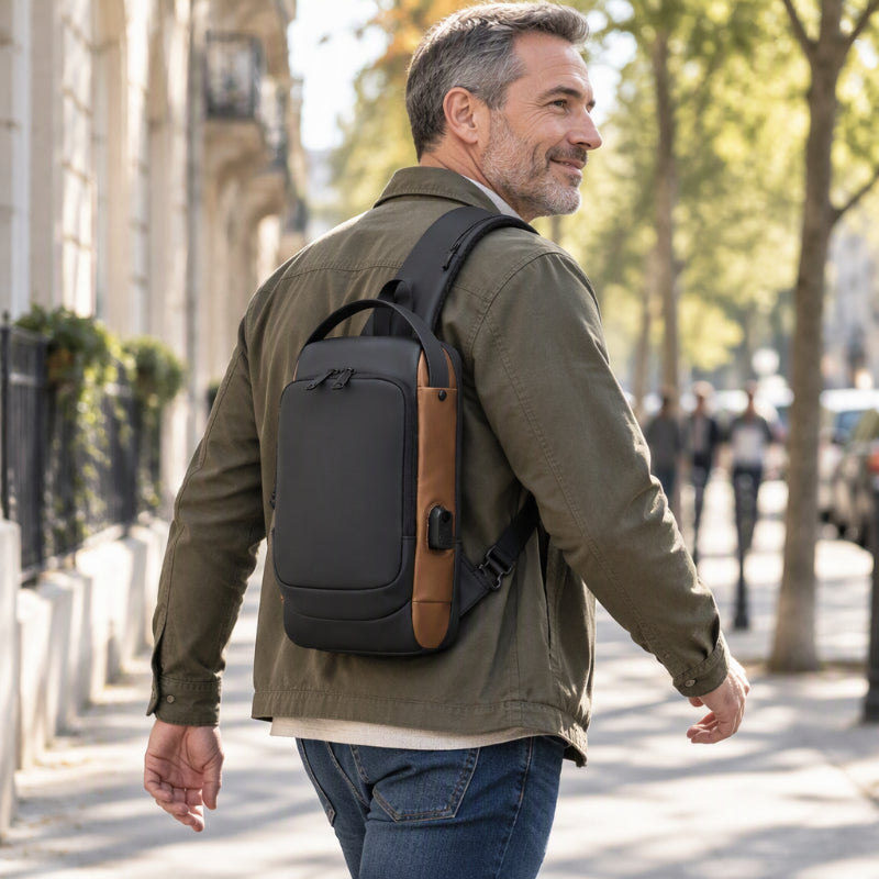 Anti-Theft Sling Bag with USB Charging Port for Men