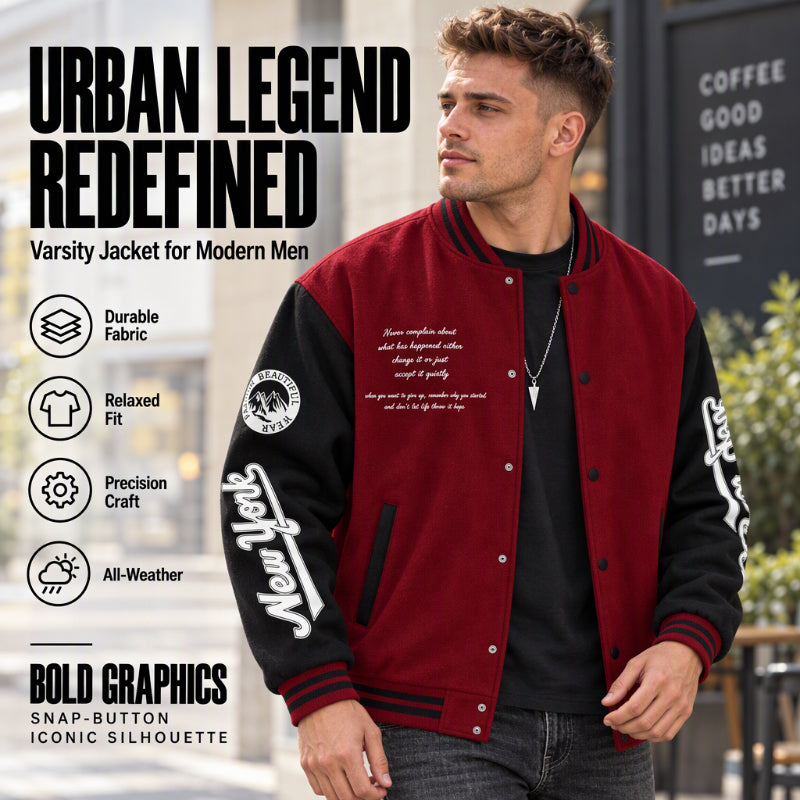 🧥 Bold Contrast Look, Easy Sporty Comfort | Men's Casual Color-Block Baseball Jacket