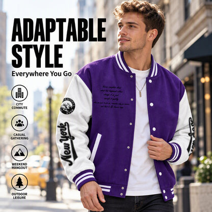🧥 Bold Contrast Look, Easy Sporty Comfort | Men's Casual Color-Block Baseball Jacket
