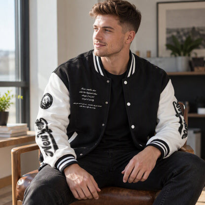 🧥 Bold Contrast Look, Easy Sporty Comfort | Men's Casual Color-Block Baseball Jacket