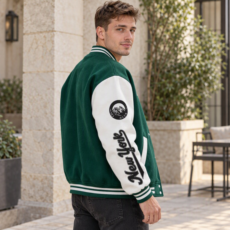 🧥 Bold Contrast Look, Easy Sporty Comfort | Men's Casual Color-Block Baseball Jacket