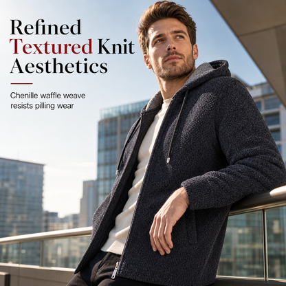 Men's Mid-Length Thickened Hooded Cardigan🔥𝙁𝙧𝙚𝙚 𝙎𝙝𝙞𝙥𝙥𝙞𝙣𝙜