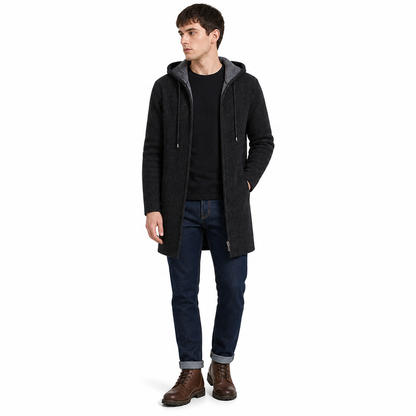 Men's Mid-Length Thickened Hooded Cardigan🔥𝙁𝙧𝙚𝙚 𝙎𝙝𝙞𝙥𝙥𝙞𝙣𝙜