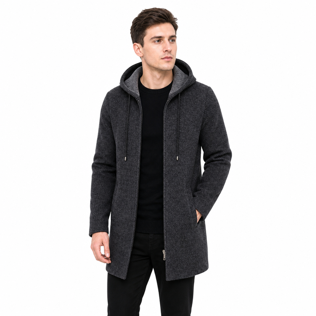 Men's Mid-Length Thickened Hooded Cardigan🔥𝙁𝙧𝙚𝙚 𝙎𝙝𝙞𝙥𝙥𝙞𝙣𝙜