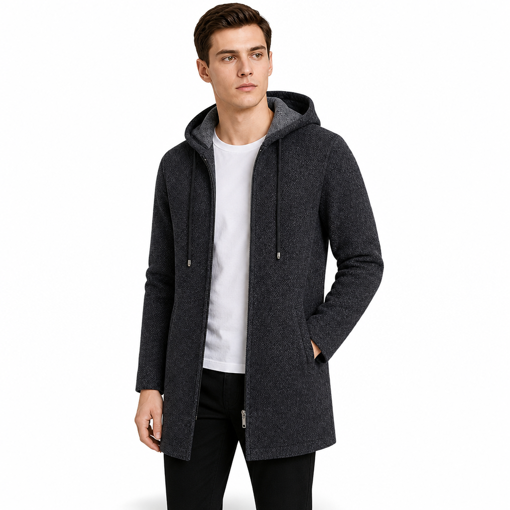 Men's Mid-Length Thickened Hooded Cardigan🔥𝙁𝙧𝙚𝙚 𝙎𝙝𝙞𝙥𝙥𝙞𝙣𝙜