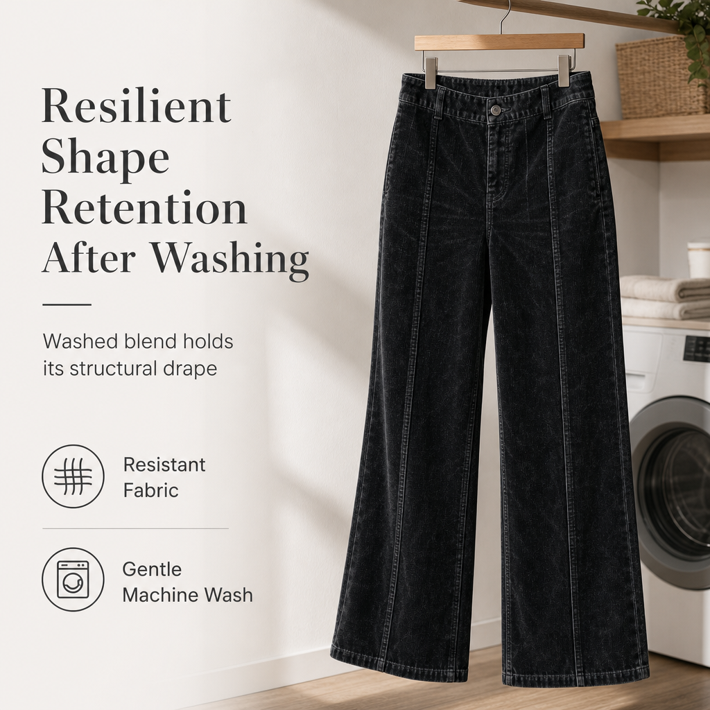 Women's Casual High-Waisted Wide Leg Corduroy Pants