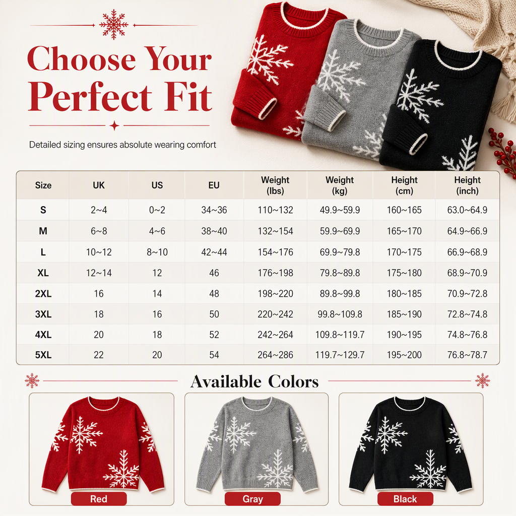 🎄Women's Christmas Snowflake Jacquard Knit Sweater Crew Neck Loose Fit Pullover for Autumn and Winter