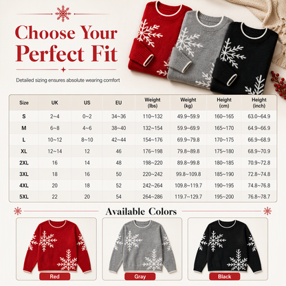 🎄Women's Christmas Snowflake Jacquard Knit Sweater Crew Neck Loose Fit Pullover for Autumn and Winter