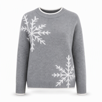 🎄Women's Christmas Snowflake Jacquard Knit Sweater Crew Neck Loose Fit Pullover for Autumn and Winter