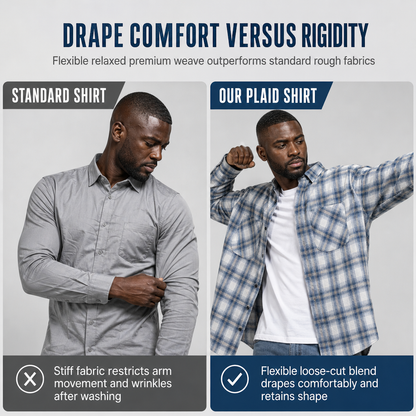 Unisex Casual Loose Fit Plaid Button Down Shirt Top for Men and Women
