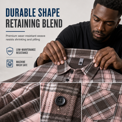 Unisex Casual Loose Fit Plaid Button Down Shirt Top for Men and Women