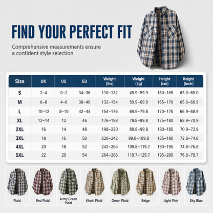 Unisex Casual Loose Fit Plaid Button Down Shirt Top for Men and Women
