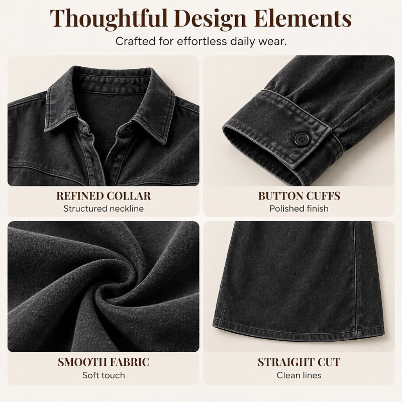 ✨ Refined Texture, Easy One-Piece Styling | Women's Elegant Faux Suede Shirt Dress