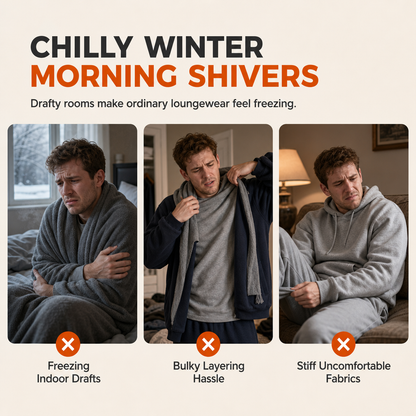 Men's Winter Warm Lamb Wool Hooded Sweatshirt and Pants 2 Piece Set