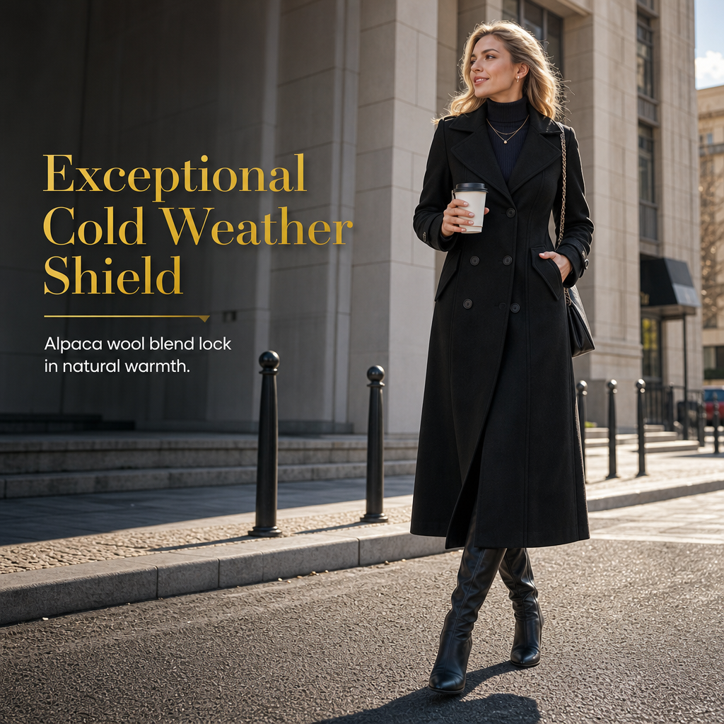✨ Elegant Commuter Coat: Women's Textured Double-Breasted Longline Coat ☕