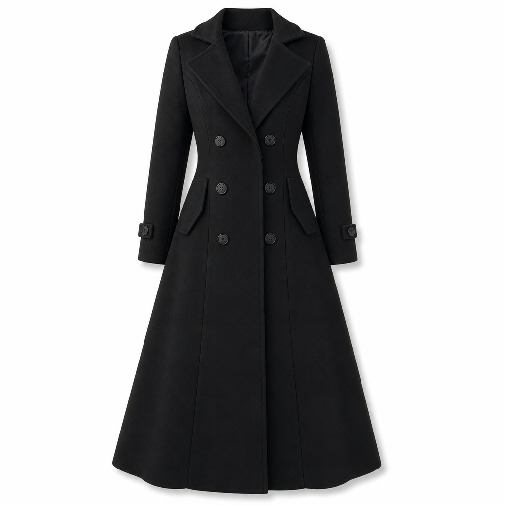 ✨ Elegant Commuter Coat: Women's Textured Double-Breasted Longline Coat ☕