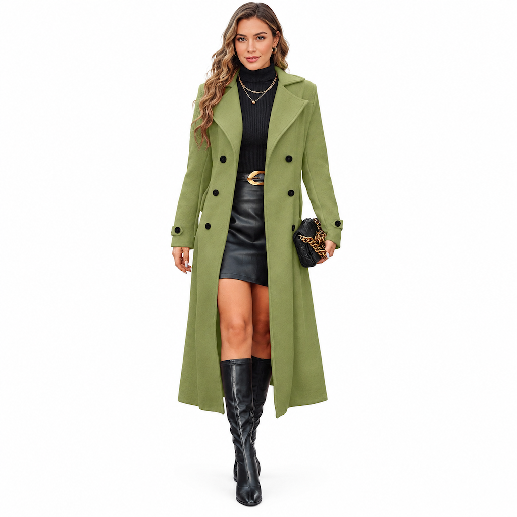 ✨ Elegant Commuter Coat: Women's Textured Double-Breasted Longline Coat ☕