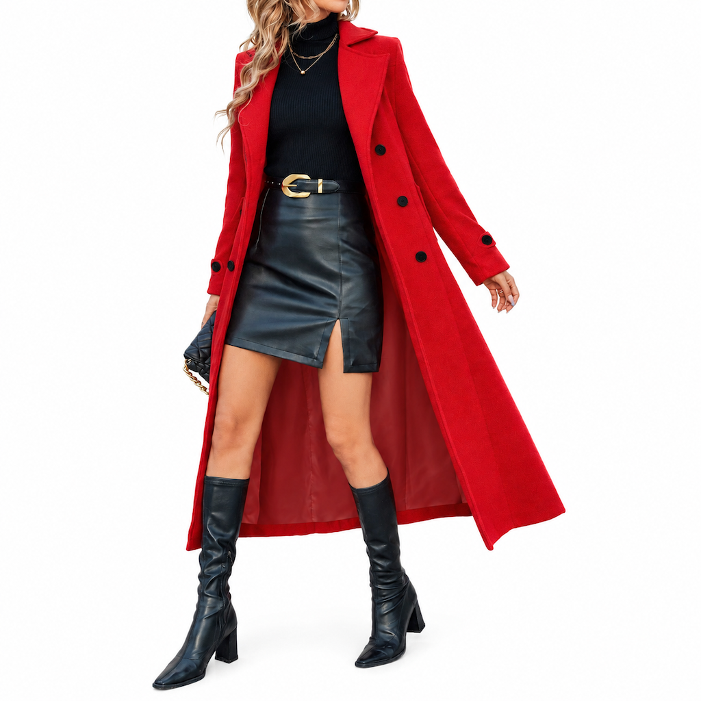 ✨ Elegant Commuter Coat: Women's Textured Double-Breasted Longline Coat ☕