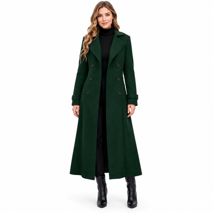 ✨ Elegant Commuter Coat: Women's Textured Double-Breasted Longline Coat ☕