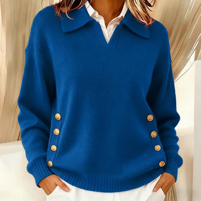 Women's Fashion Solid Color V-Neck Pullover