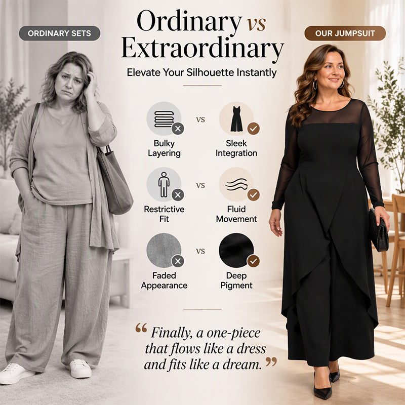Women's Elegant Mesh Long Sleeve Jumpsuit with Wrap Overlay