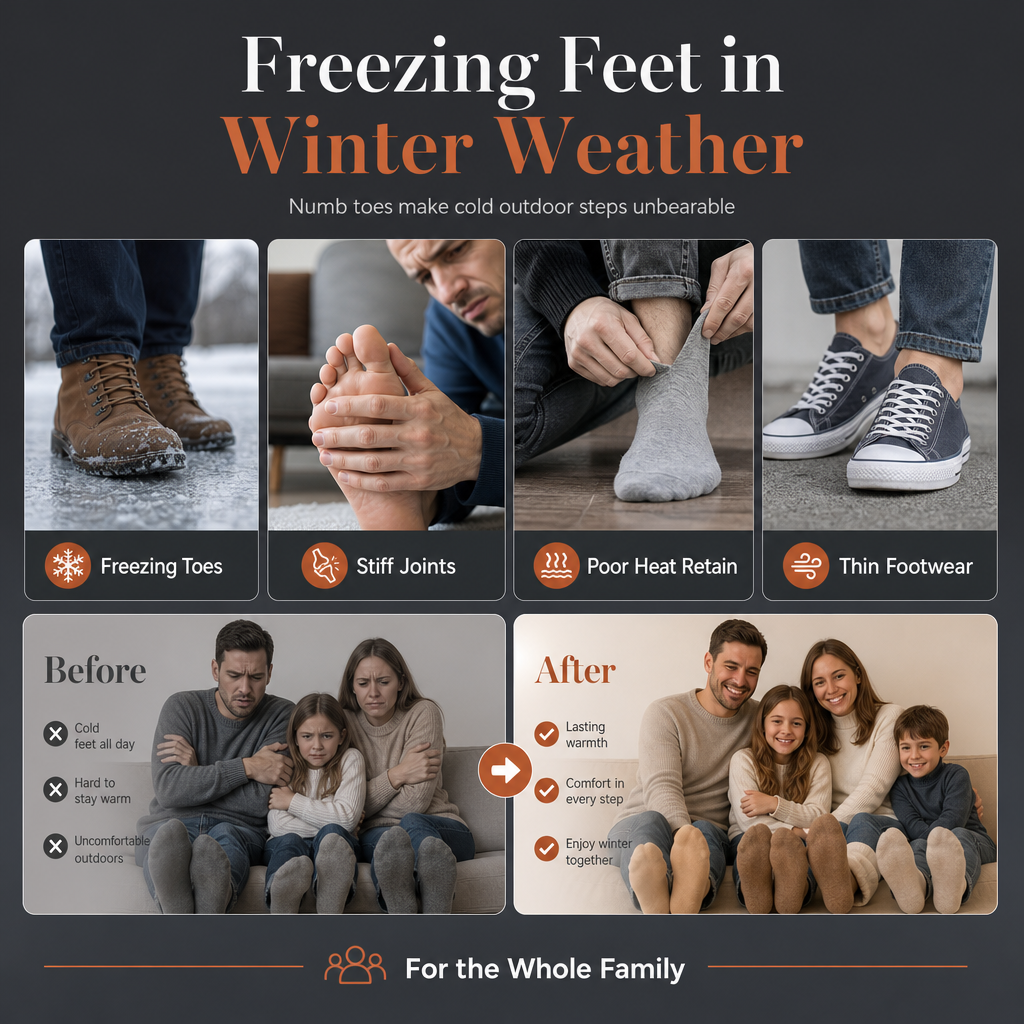 🔥 Steady Warmth, All-Day Foot Comfort | Disposable Heating Insoles Constant Temperature Foot Warmers for Men Women and Kids