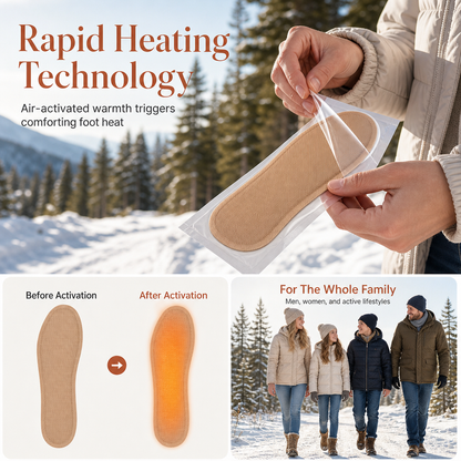 🔥 Steady Warmth, All-Day Foot Comfort | Disposable Heating Insoles Constant Temperature Foot Warmers for Men Women and Kids