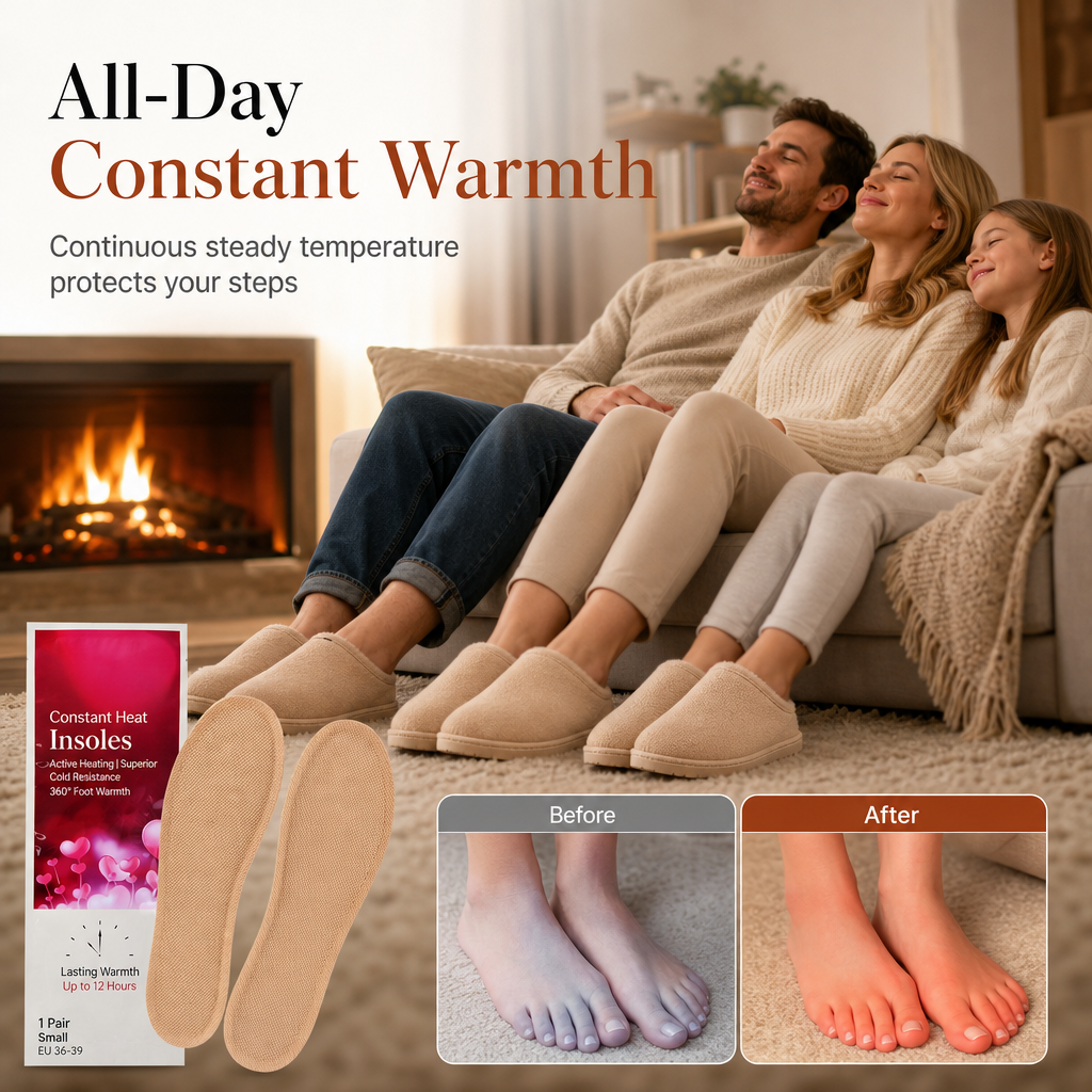 🔥 Steady Warmth, All-Day Foot Comfort | Disposable Heating Insoles Constant Temperature Foot Warmers for Men Women and Kids