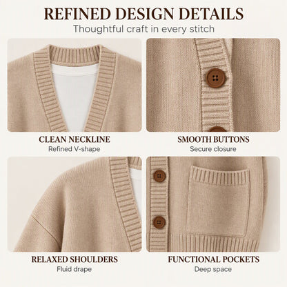 🧶 Relaxed Easy Comfort, Flattering Neckline | Women's Loose-Fit V-Neck Sweater Cardigan