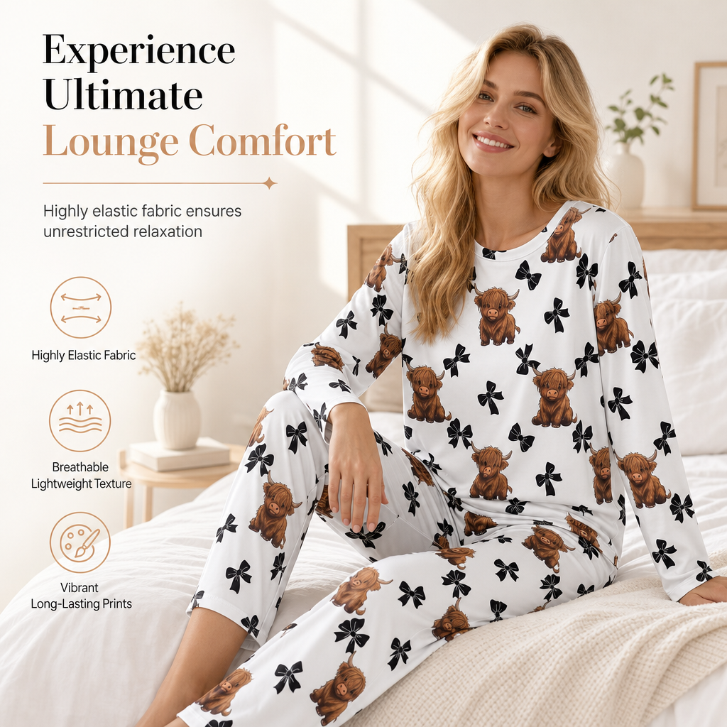 ☁️ Cloud-Soft Touch, Easy Lounging Comfort | Women's Soft Milk Silk Pajama Set Long Sleeve Top and Long Pants Casual Loungewear