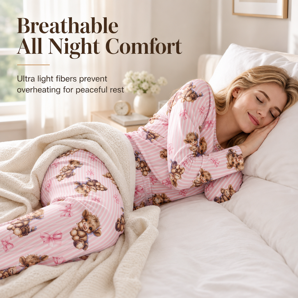 ☁️ Cloud-Soft Touch, Easy Lounging Comfort | Women's Soft Milk Silk Pajama Set Long Sleeve Top and Long Pants Casual Loungewear