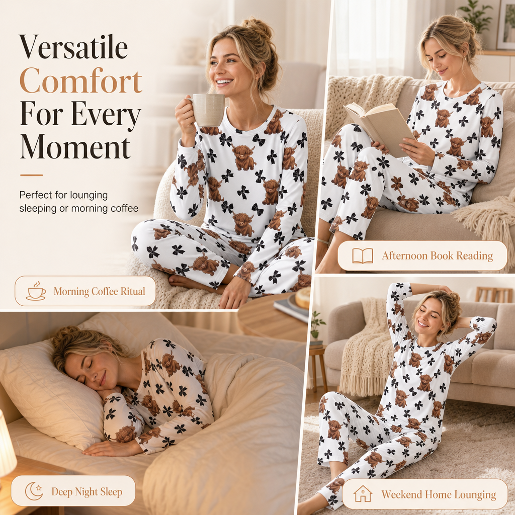 ☁️ Cloud-Soft Touch, Easy Lounging Comfort | Women's Soft Milk Silk Pajama Set Long Sleeve Top and Long Pants Casual Loungewear