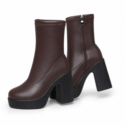 Women's Platform Chunky Heel Boots for Autumn and Winter
