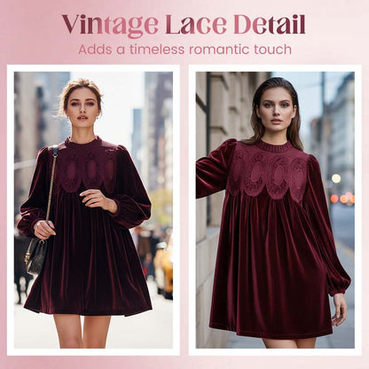 Vintage-Inspired Lace Panel Tunic Dress