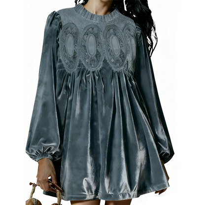 Vintage-Inspired Lace Panel Tunic Dress