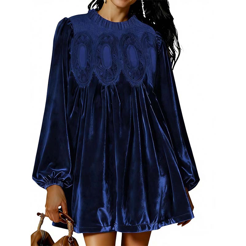 Vintage-Inspired Lace Panel Tunic Dress