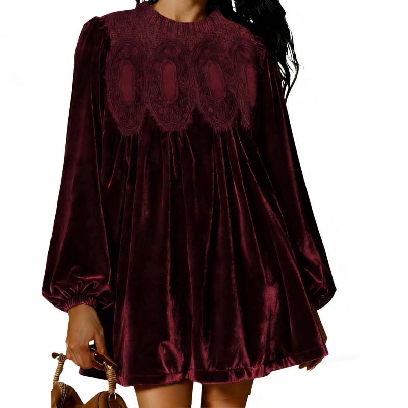 Vintage-Inspired Lace Panel Tunic Dress