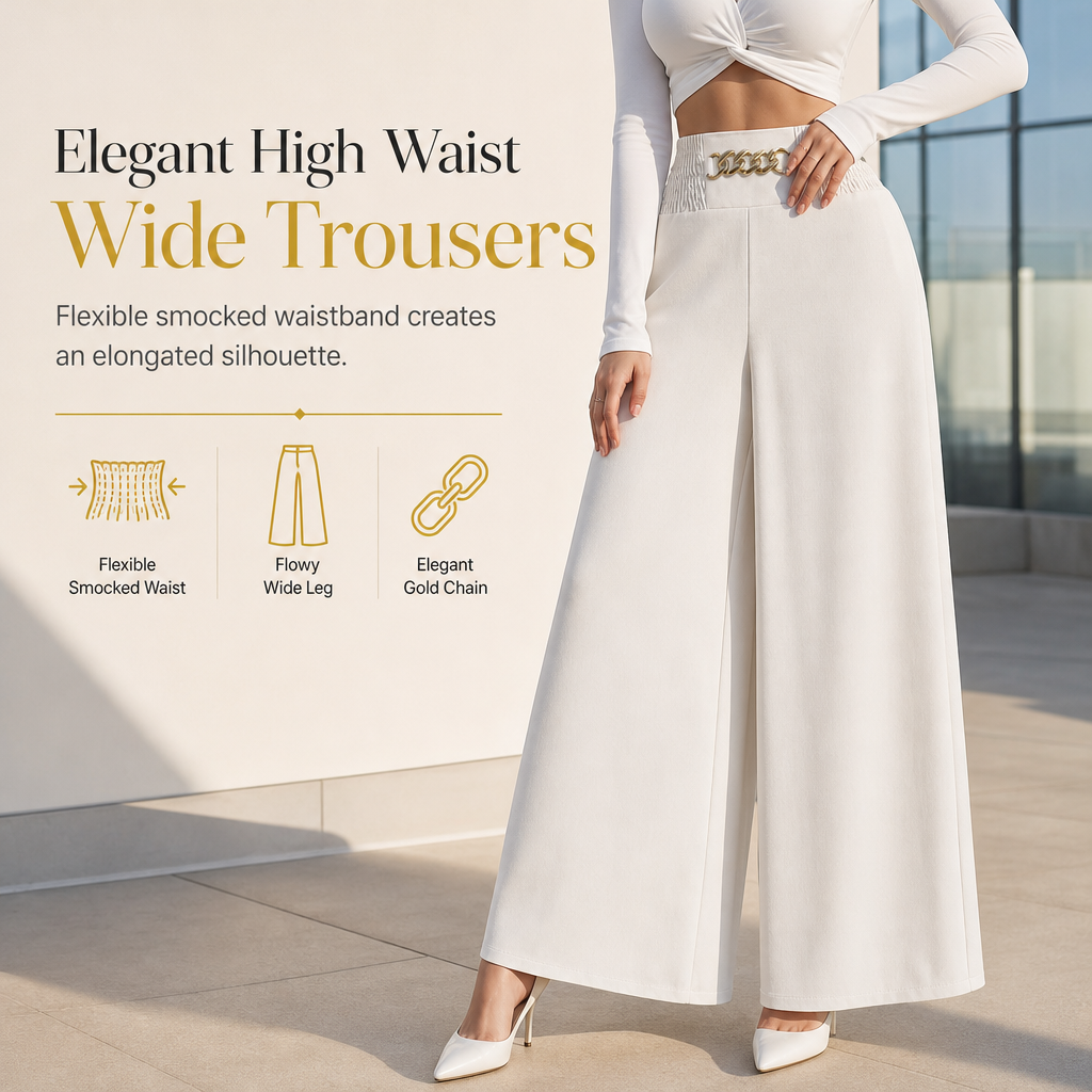 Women's Casual High-Waisted Wide-Leg Pants