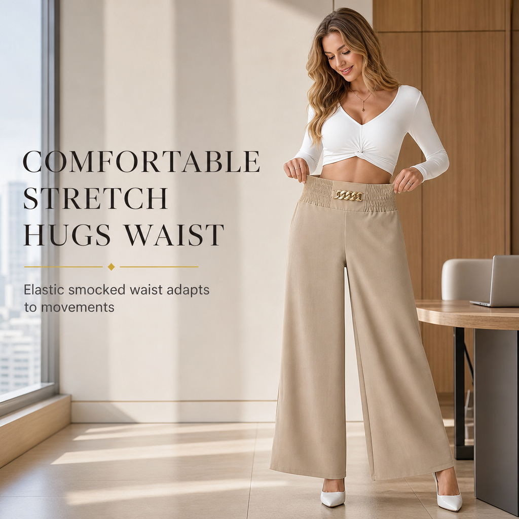 Women's Casual High-Waisted Wide-Leg Pants