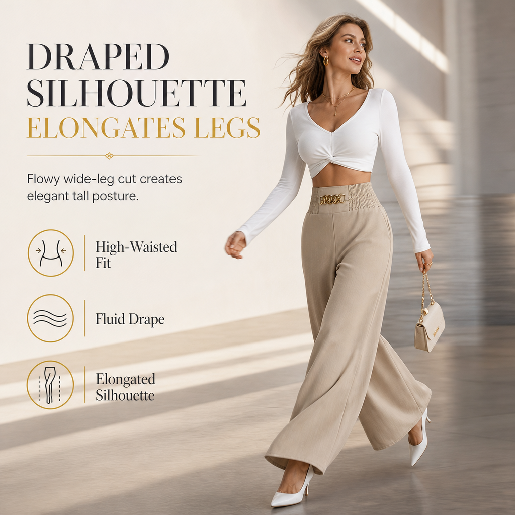 Women's Casual High-Waisted Wide-Leg Pants
